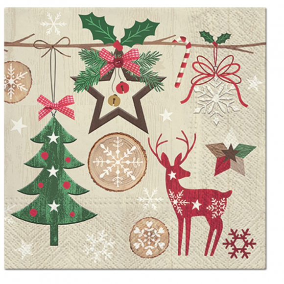 Салфетки трехслойные для декупажа, коллекция "Lunch"  PAW Decor Collection "Деревенское рождество"