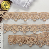 Кружево гипюр KRUZHEVO с цветами арт.TBY.63558 шир.40мм цв.2012 кофе уп.13.71м