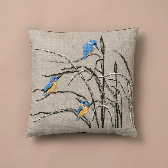 Набор для вышивания PERMIN арт.83-1316 Подушка Зимородки 40х40 см Набор для вышивания PERMIN арт.83-1316 Подушка Зимородки 40х40 см