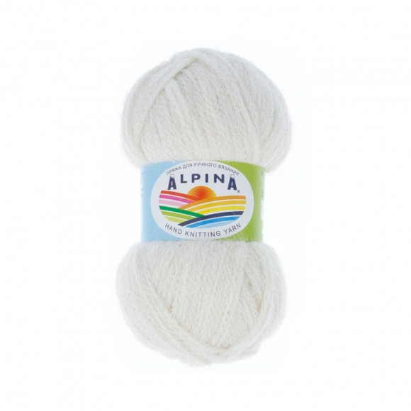 Пряжа ALPINA ALPACA TRENZA (90% альпака, 10% полиамид) 4х50г/150м цв.01 белый (натуральный)