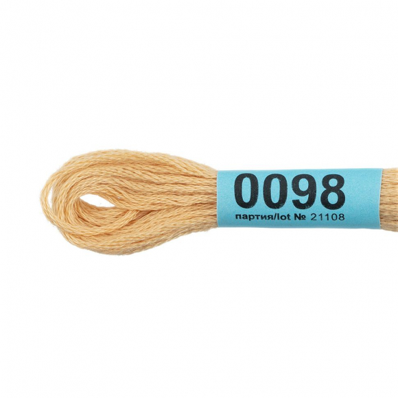 Нитки для вышивания Gamma мулине (0001-0206) 100% хлопок 24 x 8 м цв.0098 бежевый