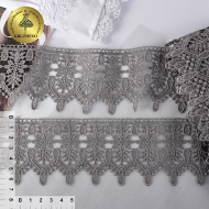 Кружево гипюр KRUZHEVO арт.TR.4G8596A шир.65мм цв.08 т.серый уп.9м