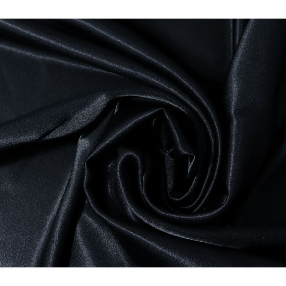 Ткань Атлас стрейч 95 г/м? 97% полиэстер, 3% спандекс шир.150 см арт.Р.36814.03 цв.03 черный рул.25м