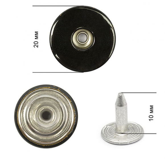 Пуговицы джинсовые латунь с отверстием 20мм New Star цв. черный уп. 500шт