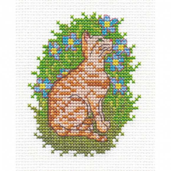 Набор для вышивания KLART арт. 8-029 Котик - розовый носик 10х12 см