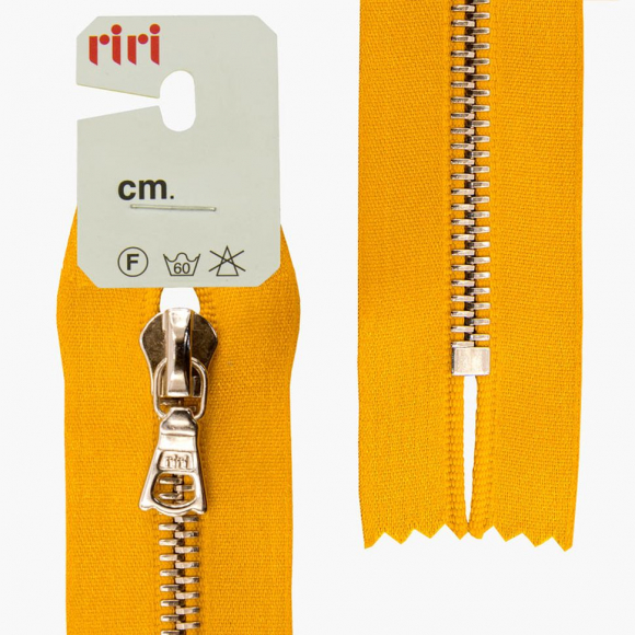 66108_Молния металл, Ni, неразъёмная, на атласной тесьме, 6 мм, 18 см, цвет 5339, горчичный