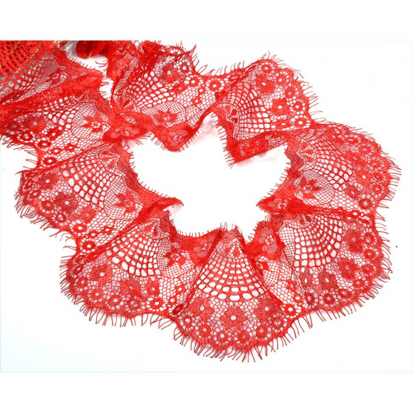 Кружево “реснички” арт.TBY 79056 шир.100мм цв.148 красный уп.30м (по 3м)