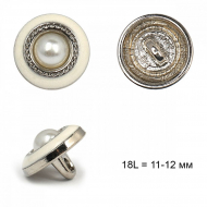 Пуговицы металл TBY.L-MF4/6  цв.белый с серебром 18L = 11-12 мм,на ножке, 36шт