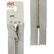 66082_Молния металл, Ni, неразъёмная, на атласной тесьме, 4 мм, 16 см, цвет 9112, голубовато-серый