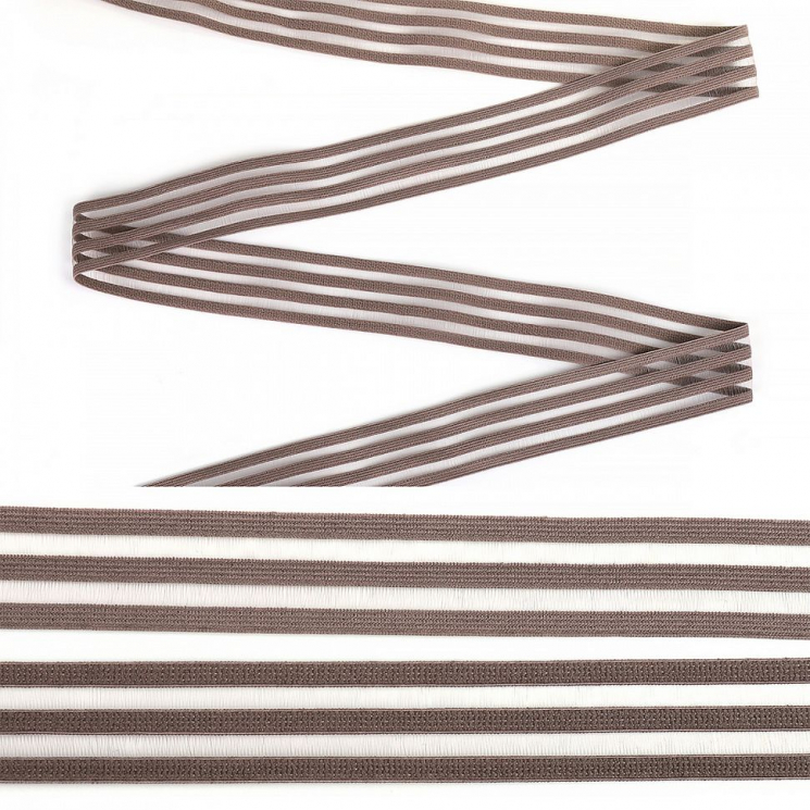 Резинка бельевая декоративная с прозрачными вставками Нейлон 020мм S222 шиншилла  уп.30м