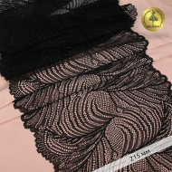 Кружево-стрейч KRUZHEVO арт.TBY.3517 шир.215мм цв.02 черный уп.18м