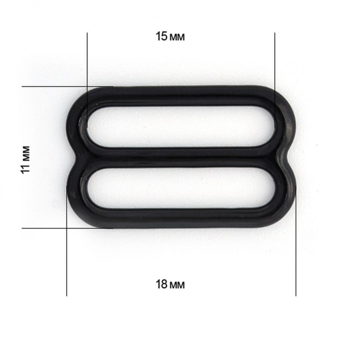Пряжка регулятор для бюстгальтера металл TBY-74009 15мм цв.черный, уп.100шт