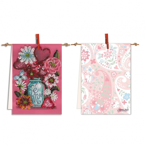 Набор-флажок для вышивания бисером АБРИС АРТ арт. AT-009 Будь со мной 9х13 см