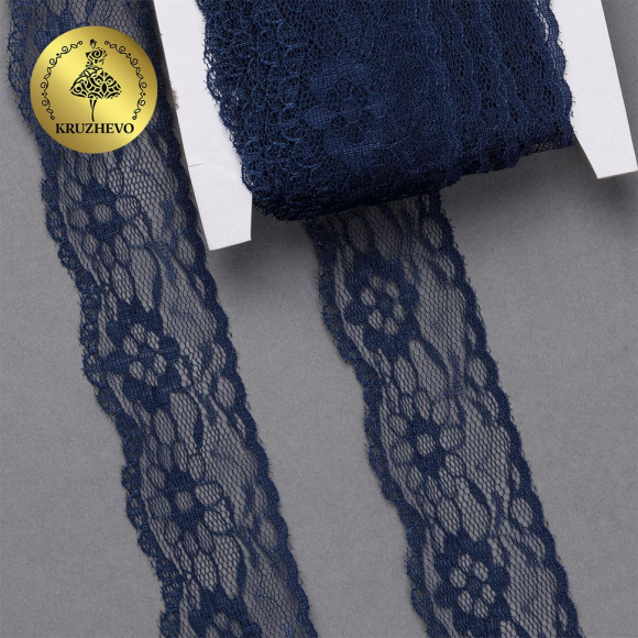 Кружево-трикотаж KRUZHEVO арт.TBY 1664 шир.40мм цв.04 т.синий, уп.27,4м