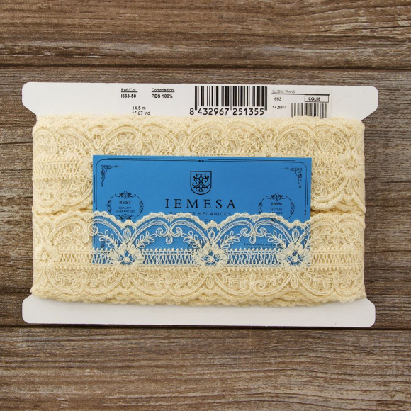 185621_Вышивка на тюле, 60 мм, цвет натуральный