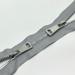 Молния трактор №5 Premium два замка 110см никель D329 серо-голубой