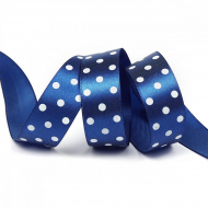 Лента атласная Ideal LDAG253165 Горошек 25мм цв.темно-синий уп.27,4м