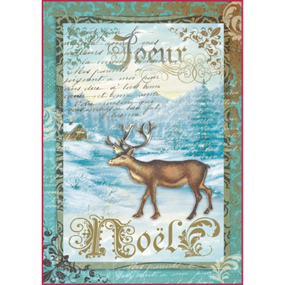 83889_Бумага рисовая мини - формат "Рождественский олень"