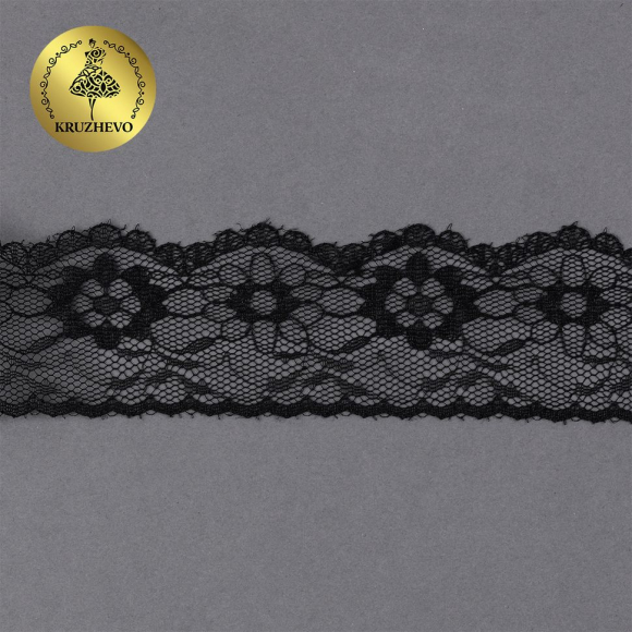 Кружево-трикотаж KRUZHEVO арт.TBY 1672 шир.40мм цв.10 черный уп.9,14м