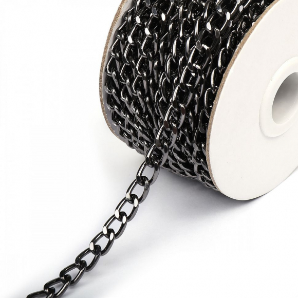 Цепочка 10х7х2мм, TBY-1944-2 металл цв.черн.никель рул.10м