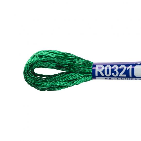 Нитки для вышивания Gamma мулине 100% вискоза 12 x 8 м цв.R0321 изумрудный