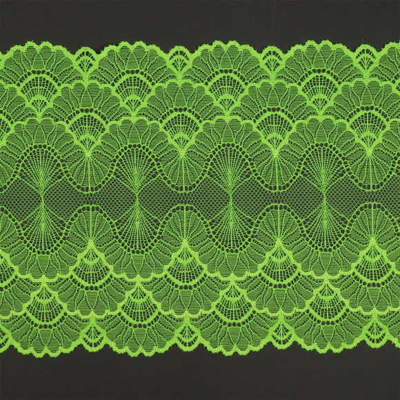 Кружево-стрейч KRUZHEVO арт.TBY.8034 шир.195мм цв.F229 зелено-желтый неон уп.3м