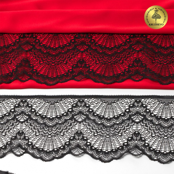 Кружево-стрейч KRUZHEVO арт.TBY.30239/N шир.100мм цв.170 черный уп.25м Кружево-стрейч KRUZHEVO арт.TBY.30239/N шир.100мм цв.170 черный уп.25м