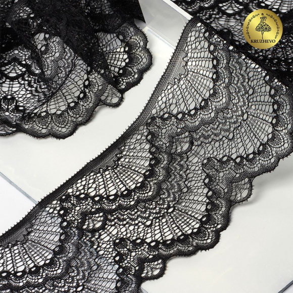 Кружево-стрейч KRUZHEVO арт.TBY.30239/N шир.100мм цв.170 черный уп.25м Кружево-стрейч KRUZHEVO арт.TBY.30239/N шир.100мм цв.170 черный уп.25м
