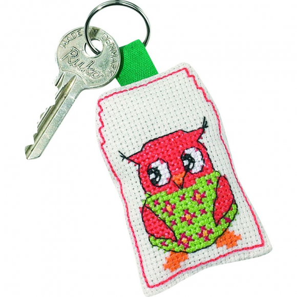 Набор для вышивания PERMIN арт.11-4320 Брелок Розовая сова 5х7 см