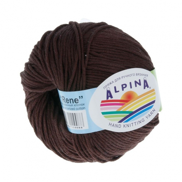 Пряжа ALPINA RENE (100% мерсеризованный хлопок) 10х50 г/105м цв.229 коричневый