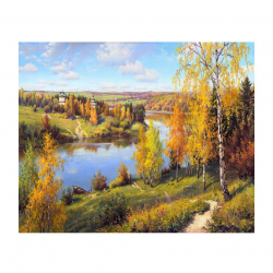 Картины по номерам Molly арт.KH0647 Прищепа. Осень. Глубинка (30 цветов) 40х50 см