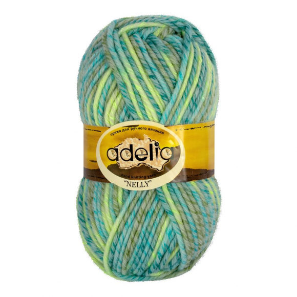 Пряжа ADELIA NELLY (70% шерсть, 30% акрил) 5х100г/100м цв.11 св.голубой-св.зеленый