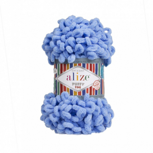 Пряжа для вязания Ализе Puffy Fine (100% микрополиэстер) 5х100г/14м цв.112 голубой