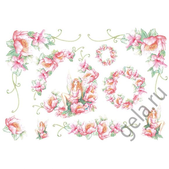 27391_Бумага рисовая "Фея и розовые цветы" 27391_Бумага рисовая "Фея и розовые цветы"