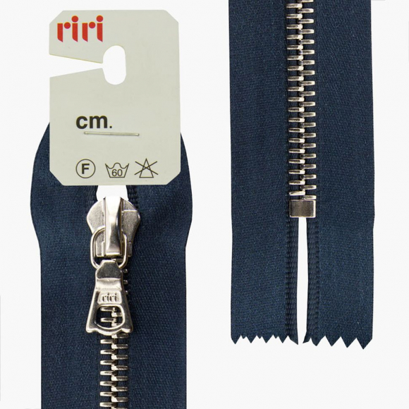 50876_Молния металл, Ni, неразъёмная, на атласной тесьме, 6 мм, 18 см, цвет 2131, синий темный