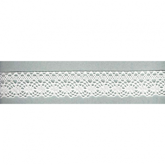 Мерсеризованное хлопковое кружево, 35 мм, цвет белый Мерсеризованное хлопковое кружево, 35 мм, цвет белый