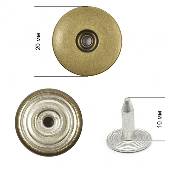 Пуговицы джинсовые латунь с отверстием 20мм New Star цв. антик уп. 500шт