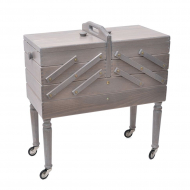 175419_Шкатулка для рукоделия на колесиках, 3 этаж, многоуровневый, античный серый