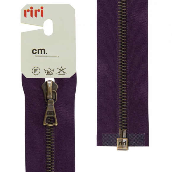 29318_Молния металл, AM, разъёмная 1 замок, на атласной тесьме, 4 мм, 70 см, цвет 2510, фиолетовый темный