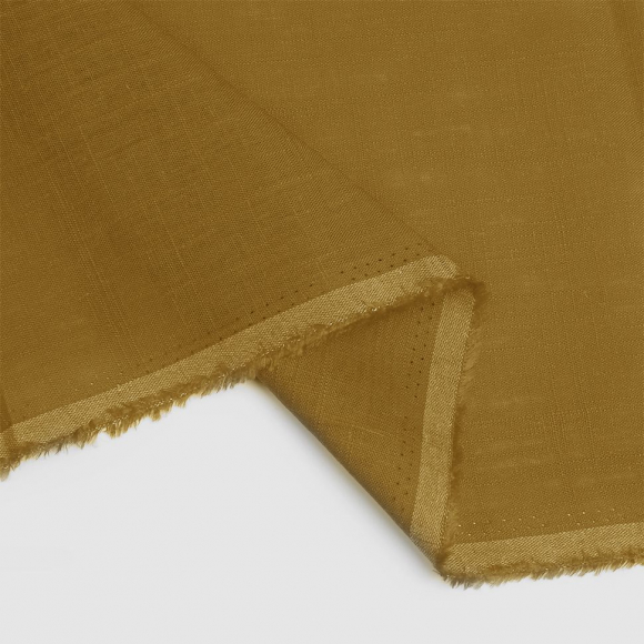 Ткань льняная 190 г/м? лен 40%, вискоза 60% шир.140 см арт.TBY.Li.1002.32 цв.32 горчица уп.5м
