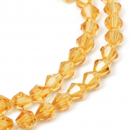 Бусины граненые Биконус(стекло) на нитях арт.TBY-K-1  6х6мм отвер.1,5мм цв.33 св.желтый уп.1х50 бусин