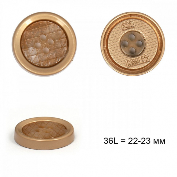 Пуговицы металл TBY.L-1238-2/7 цв.корич с золотом 36L = 22-23 мм, 4прокола, 50шт
