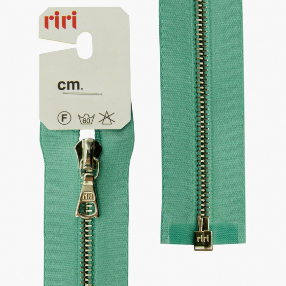 65951_Молния металл, Ni, разъёмная 1 замок, на атласной тесьме, 4 мм, 60 см, цвет 5859, бирюзовый