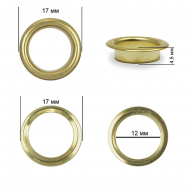 Люверсы сталь TBY.2092 №26 (? 12мм, h 4,5мм) цв. золото уп. 250шт