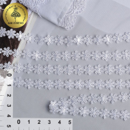 Кружево гипюр ромашка арт.TBY.0576 шир.10мм цв.01 белый уп.13,71м