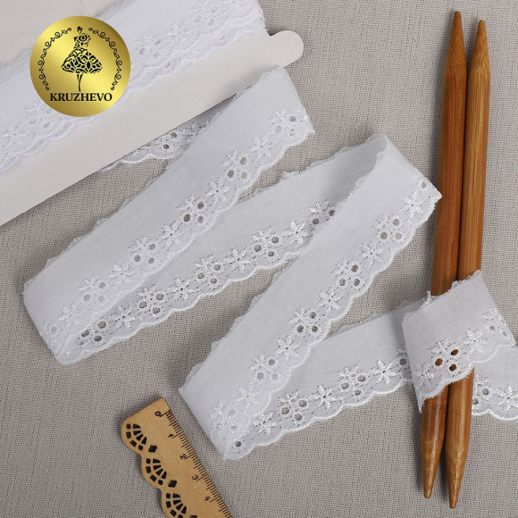 Кружево шитье KRUZHEVO арт.ТСВ-20S19 шир.3см цв.001 белый, уп.2,5м
