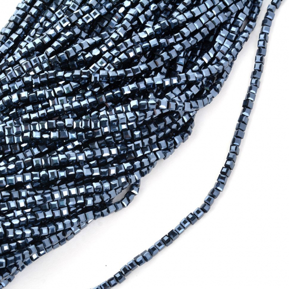 Бусины граненые (стекло) на нитях арт.TBY-C-1  2мм  цв.02 AB черный уп.2шт х50 бусин