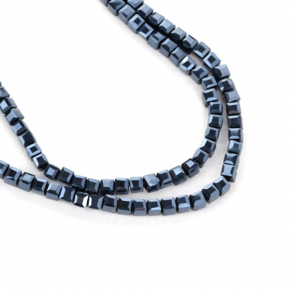 Бусины граненые (стекло) на нитях арт.TBY-C-1  2мм  цв.02 AB черный уп.2шт х50 бусин