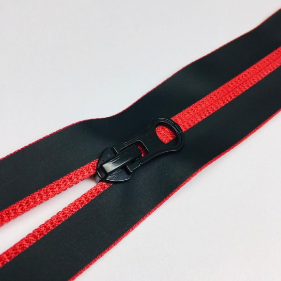 Молния спираль №7 разъем 65см водостойкая D820 красный черная тесьма