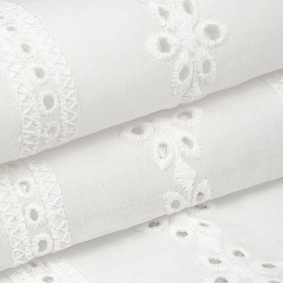 Ткань шитье 100 г/м? 100% хлопок шир.150 см арт.TBY.Emb.8002.1 цв.01 белый рул.14,62м